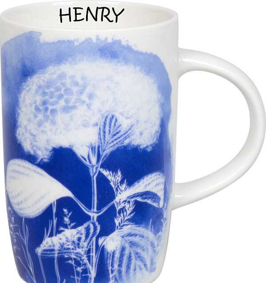 KONITZ Mug Cyan Blue Hydrangea + Name Mugs With Names