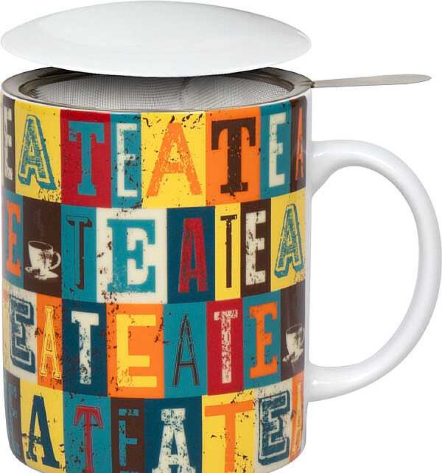 KONITZ Mug With Lid+Sieve Tea Squares Tea