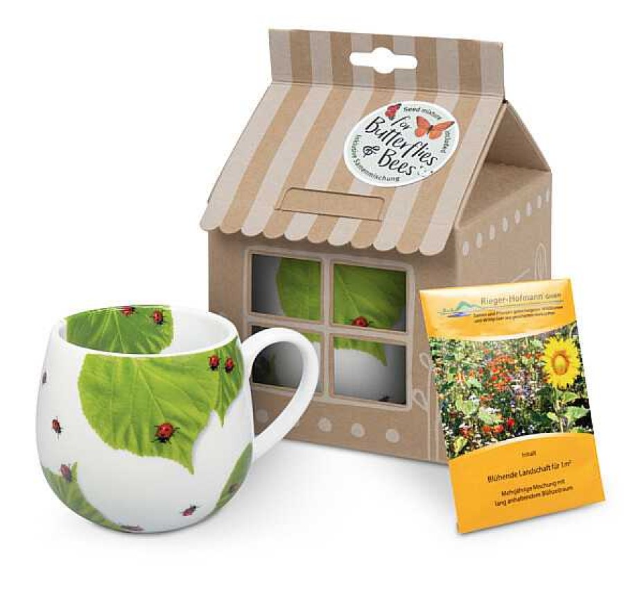 KONITZ Mug +Giftbox + Flower Seeds Ladybird On Leaves Animals