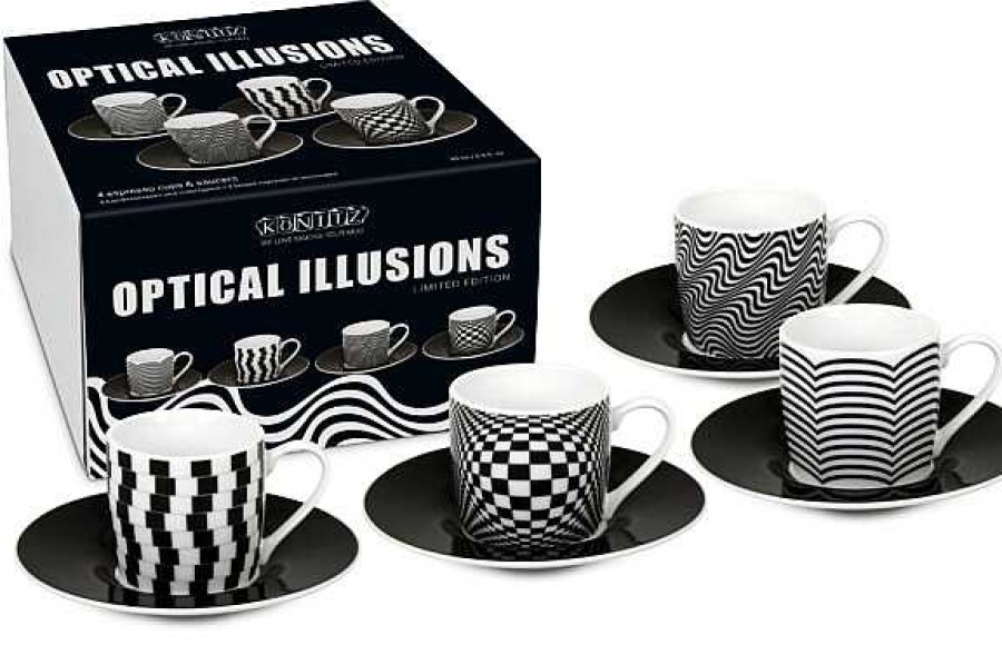 KONITZ 4Er Espresso Im Gk Optical Illusions Black & White