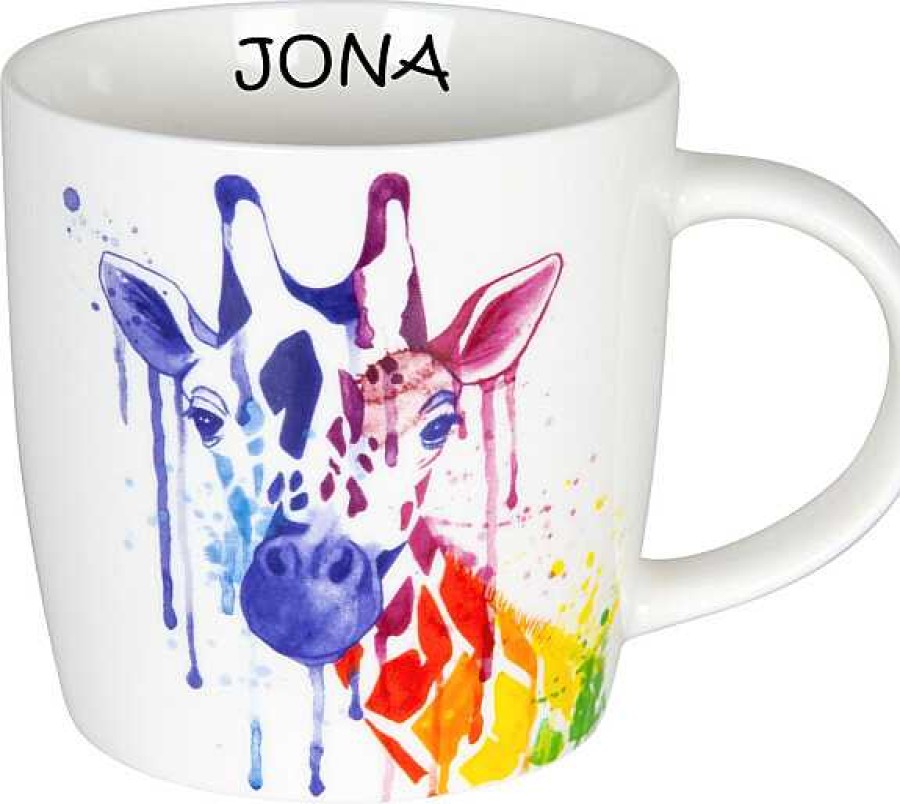 KONITZ Mug Watercol. Animals-Giraffe+Name Mugs With Names