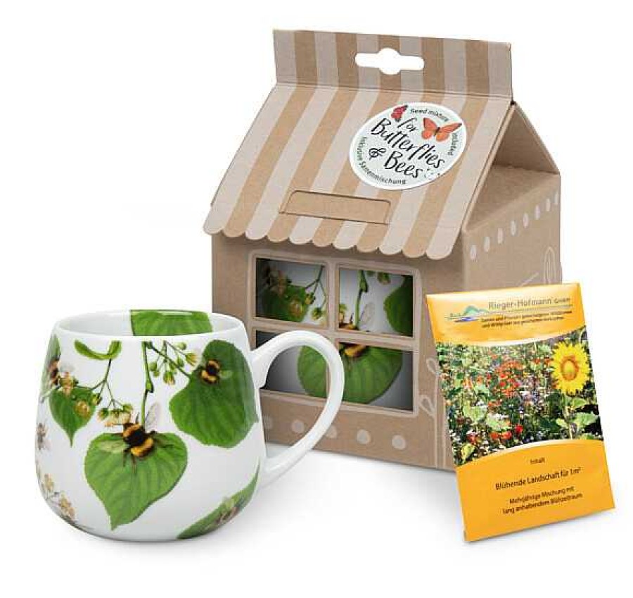 KONITZ Mug +Giftbox + Flower Seeds Bumblebees On Leave Animals